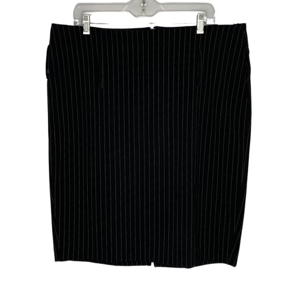 Torrid Black Pinstripe Pencil Midi Skirt with Back Slit & Zip Closure, 14 #303 - Picture 1 of 8
